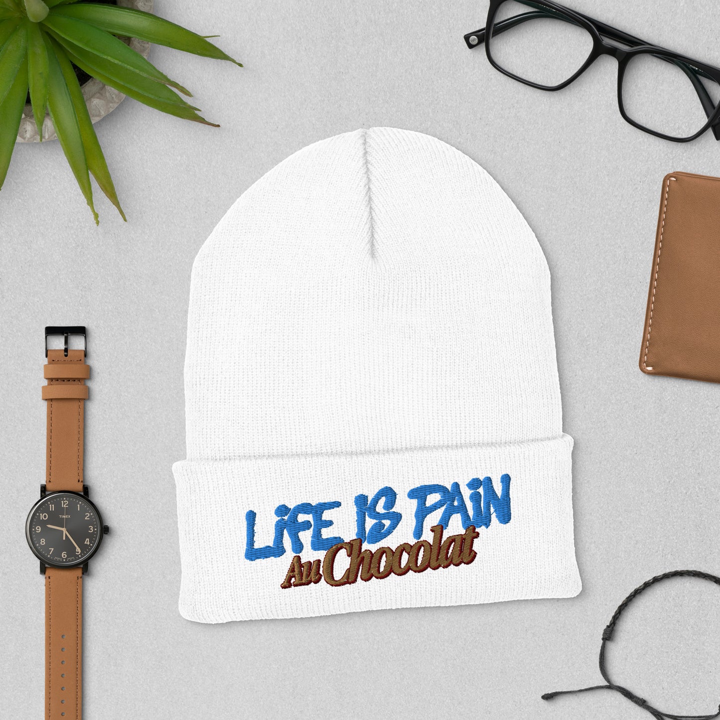Life Is Pain Light Cuffed Beanie