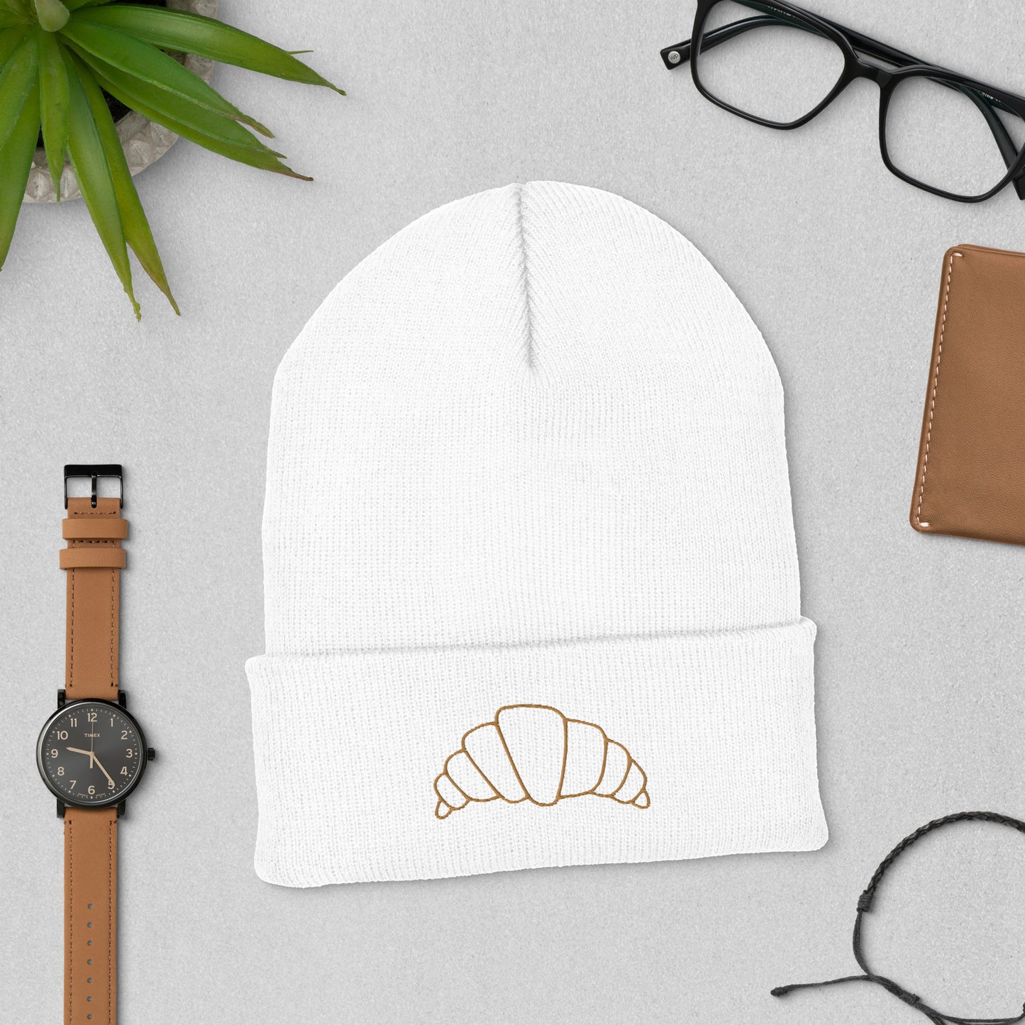 Croissant Gold Cuffed Beanie