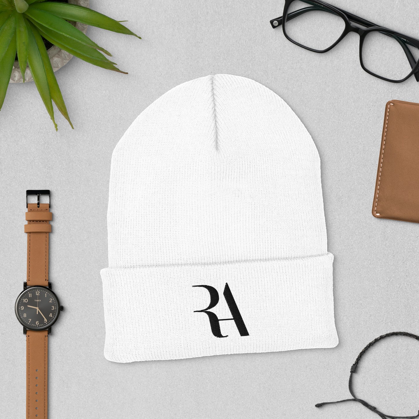 RA Black Cuffed Beanie
